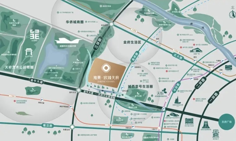 雍景致臻天府交通图