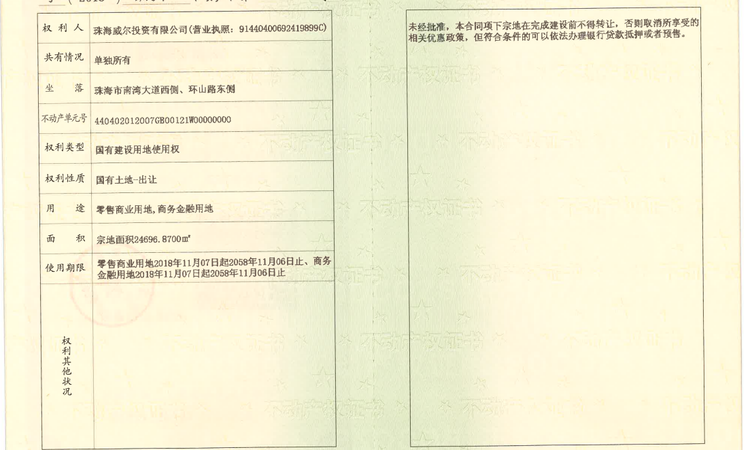 金诚中心楼盘证照