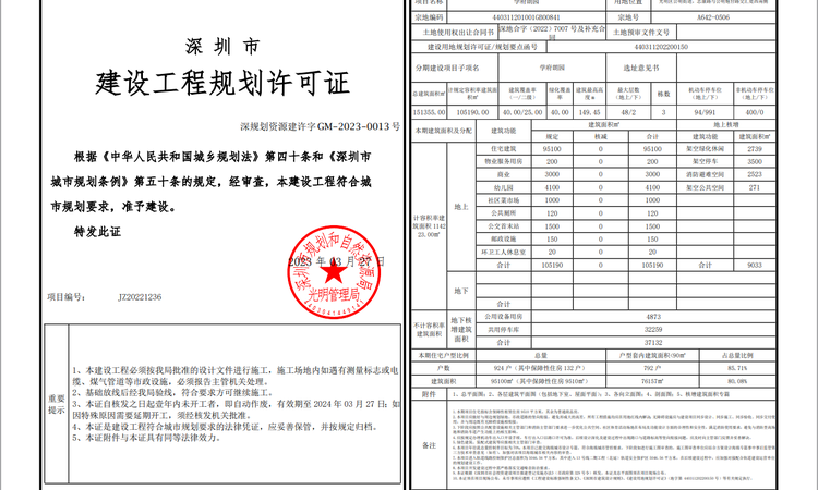  特发学府朗园楼盘证照