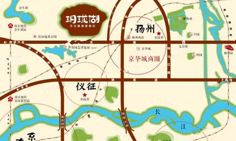 扬州玥珑湖交通图