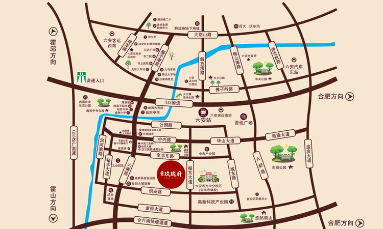 众安玖珑府交通图