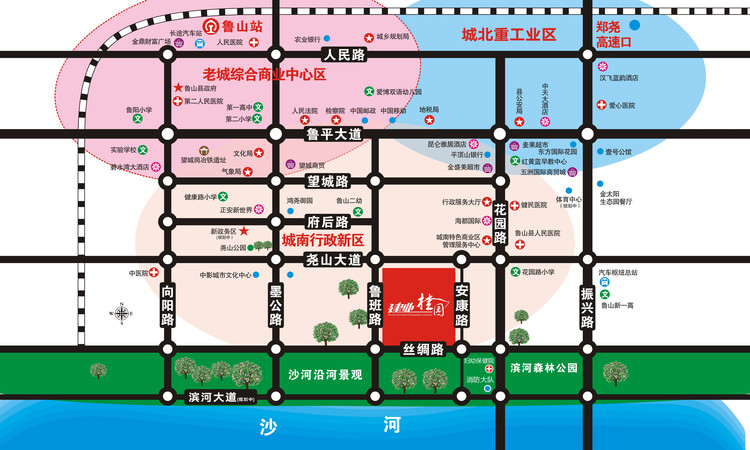 鲁山建业桂园交通图