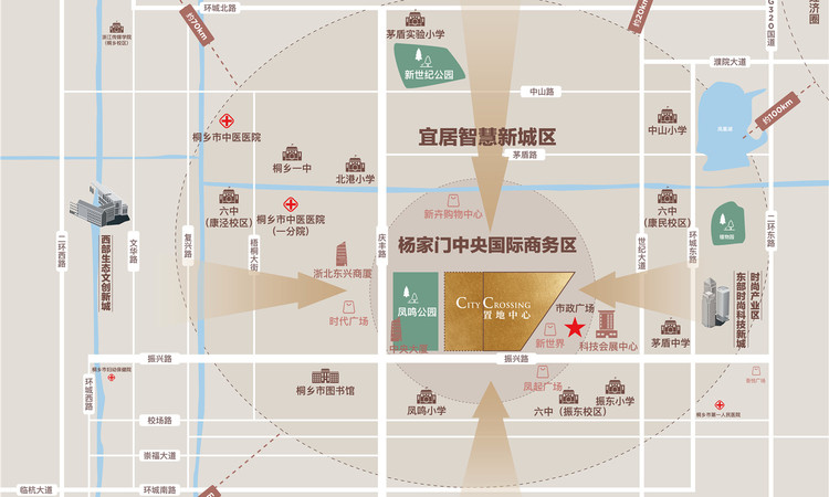 桐乡置地中心交通图