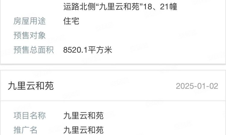 盛和九里云和楼盘证照