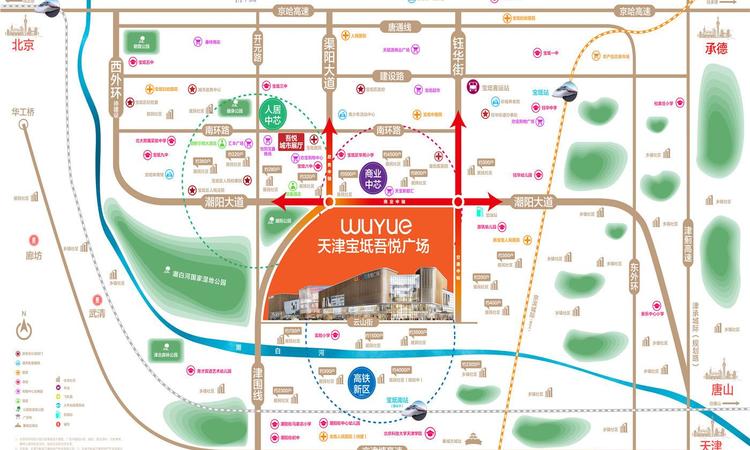  天津宝坻吾悦广场交通图