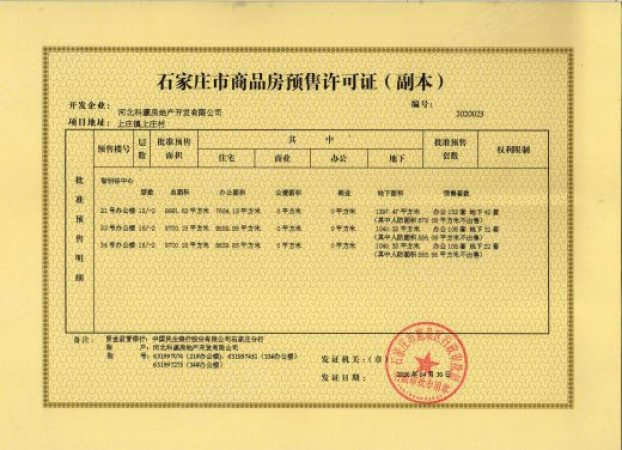 金悦花园楼盘证照