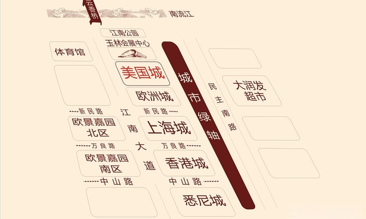华商国际美国城交通图