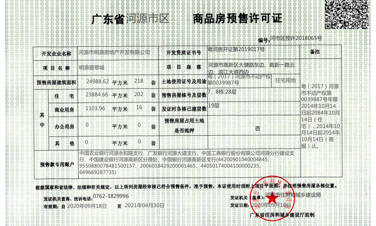 明源翡翠城楼盘证照