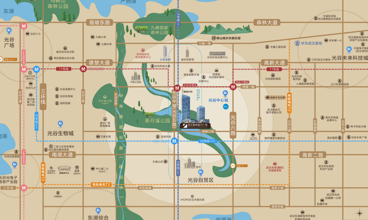 武汉光谷富美广场交通图