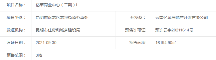 亿莱·柏润中心楼盘证照