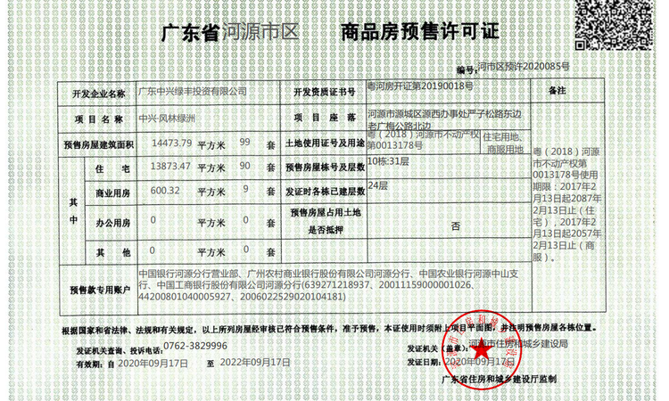 中兴体育新城楼盘证照