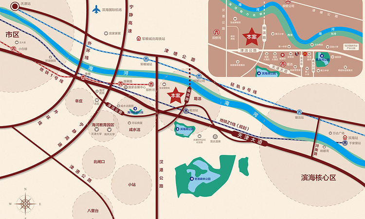 和泓葛沽湾首府交通图