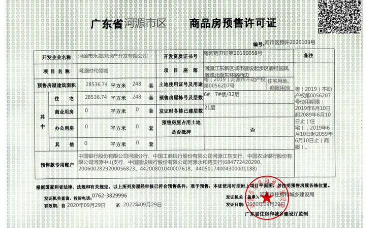 时代倾城楼盘证照