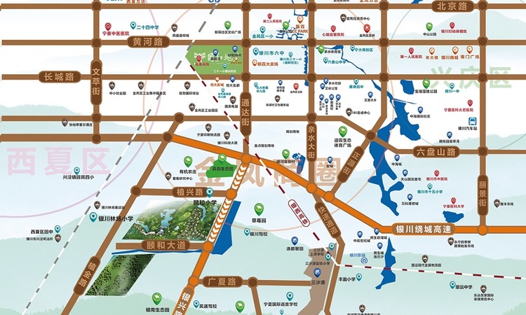 银川颐和墅交通图