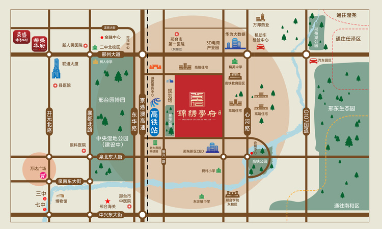 荣盛锦绣学府交通图