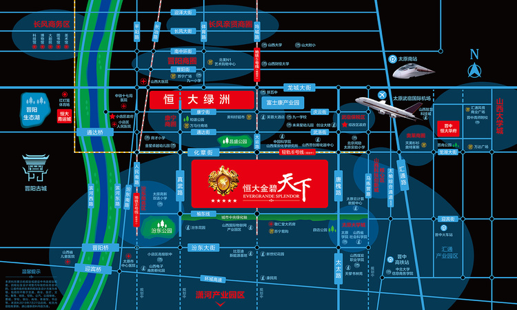 恒大金碧天下交通图