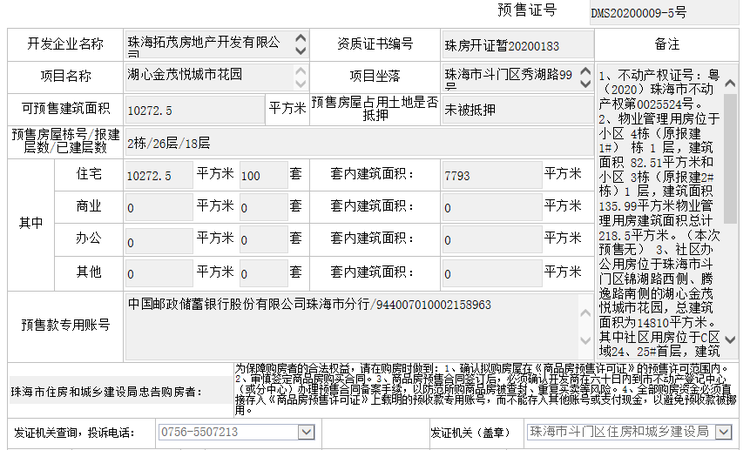 湖心·金茂悦楼盘证照