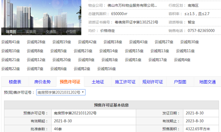 万科天空之城楼盘证照