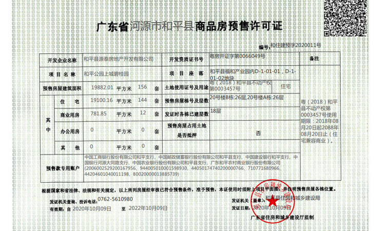 碧桂园公园上城楼盘证照