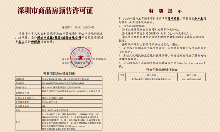 天健和郡府楼盘证照