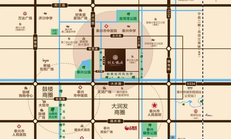 泰兴恒大悦府交通图