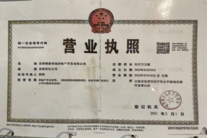 金地锦康湖山大境楼盘证照