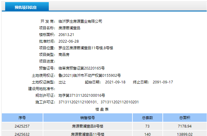 房源·君澜壹品楼盘证照