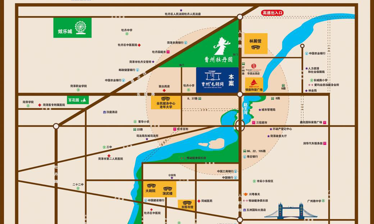 曹州毛胡同交通图