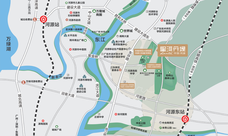 河源星河丹堤交通图