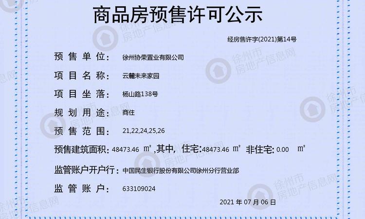 淮海未来城楼盘证照