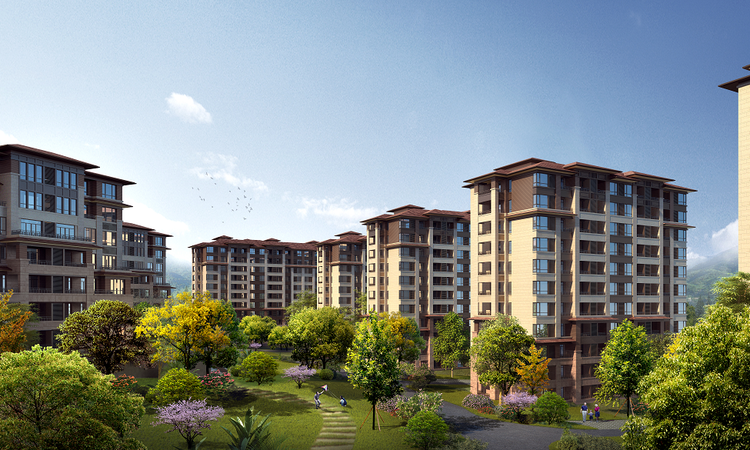 明发湖光山色效果图