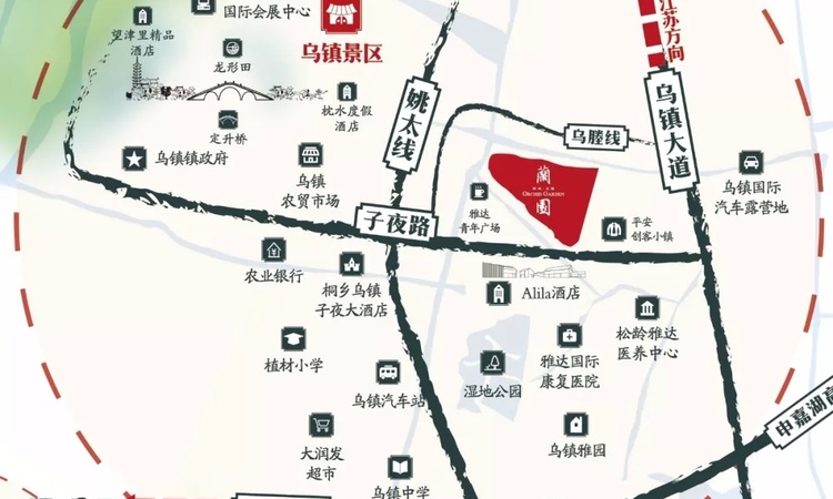 绿城乌镇蘭园交通图