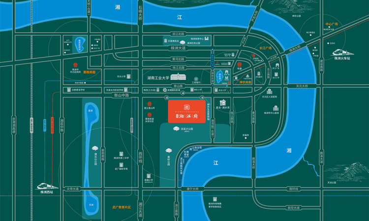 长房湘江府交通图