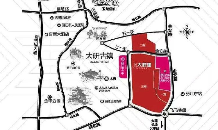 丽江大研里交通图