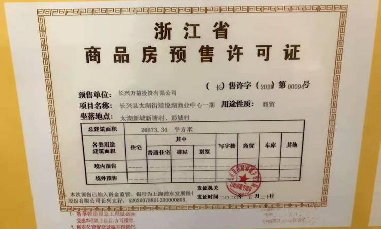 阳光城太湖湾楼盘证照