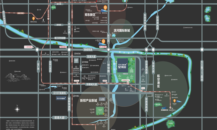 郑州孔雀城星河府交通图