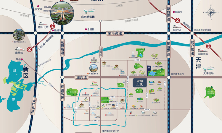 文安孔雀城御湖上院交通图