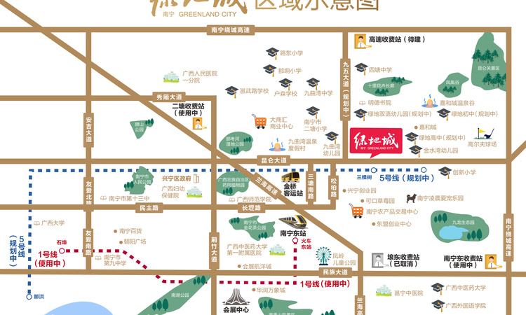 南宁绿地城交通图