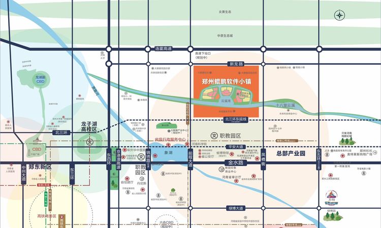 郑州鲲鹏小镇交通图