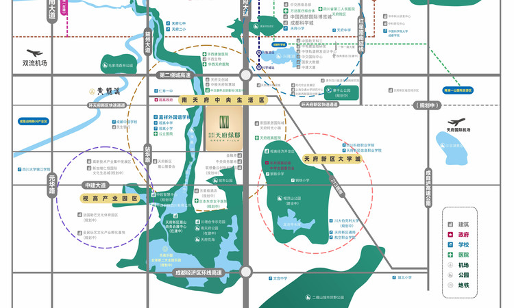 袍商朗诗天府绿郡交通图