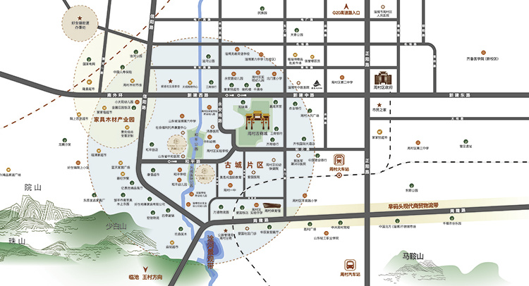 淄博万城花开交通图