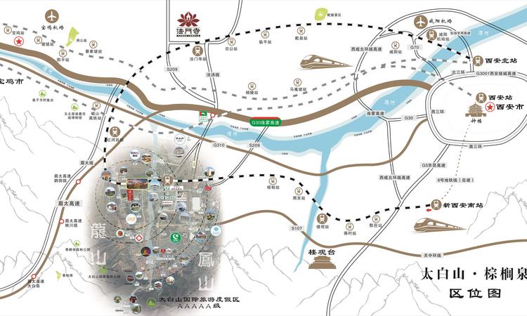 太白山棕榈泉	交通图