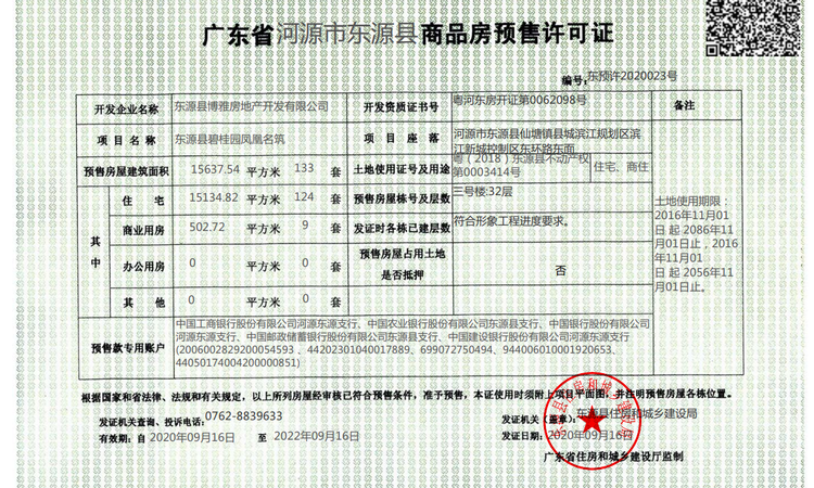 碧桂园凤凰名筑楼盘证照