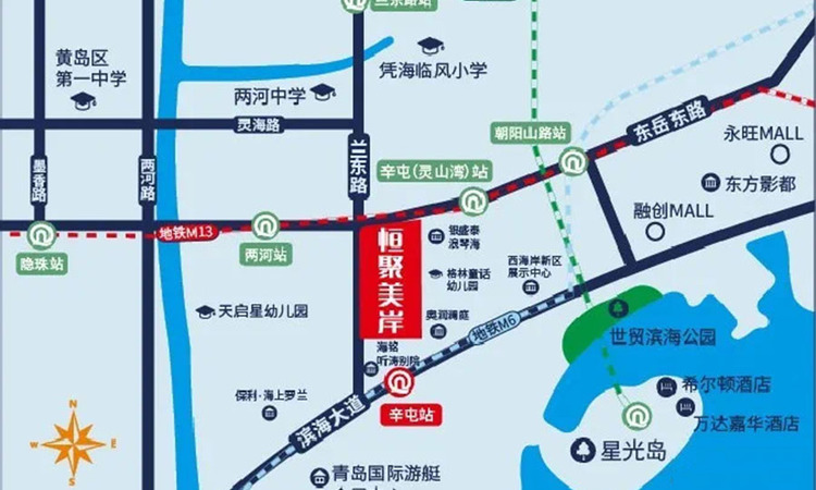 恒聚美岸交通图