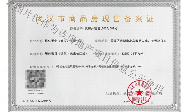 保亿·未来长江城楼盘证照