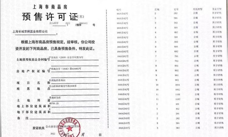 长城逸府楼盘证照
