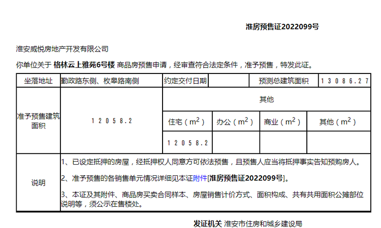 格林世界楼盘证照