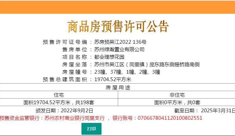 绿地理想城楼盘证照
