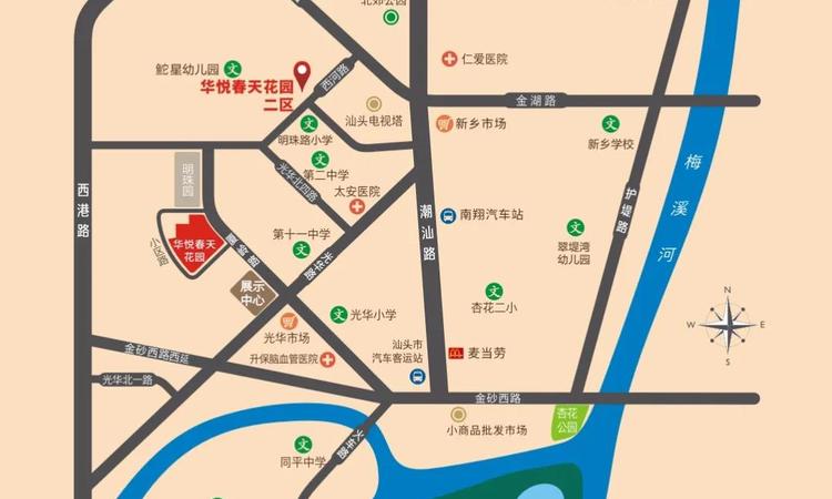 联泰华悦春天二区周边配套图