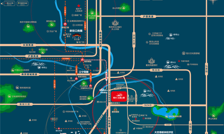 句容恒大云湖上郡交通图